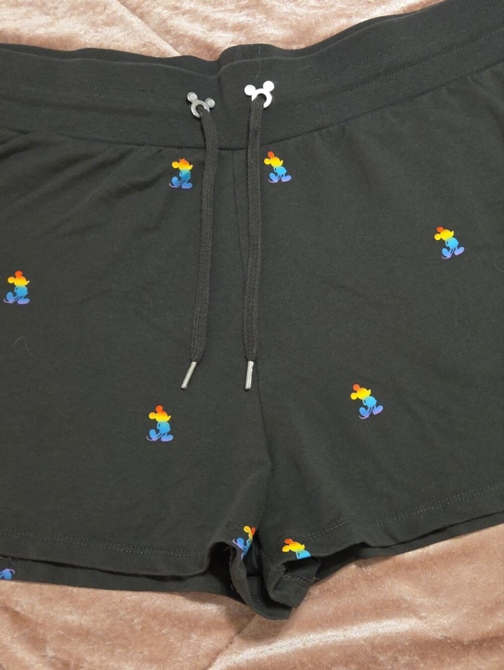 Disney Black Shorts with Multicolor Mickey Icons
